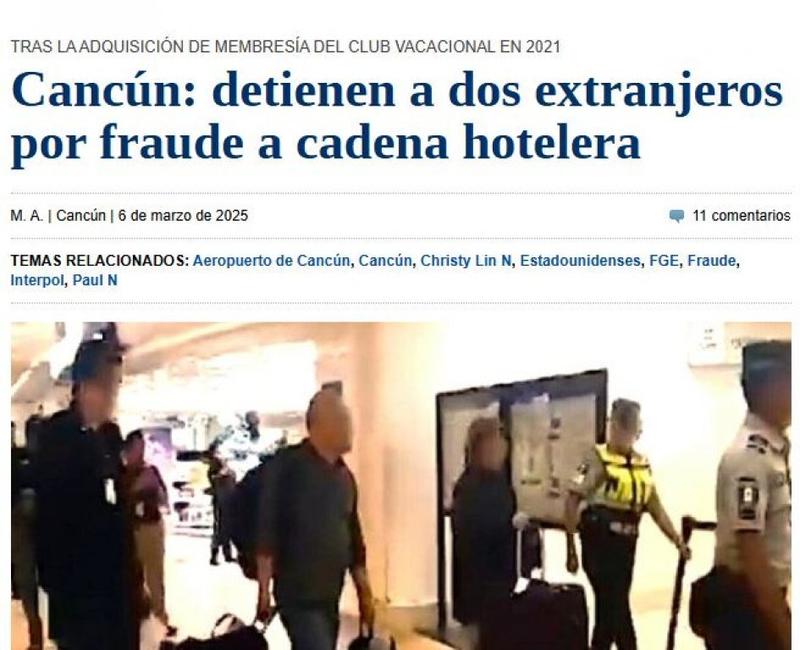 Extranjeros Detenidos en Cancún por No Pagar su Tiempo Compartido