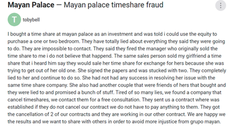 Mayan Palace timeshare fraud