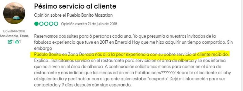 servicio a cliente tiempo compartido